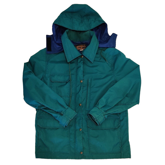 Vtg Eddie Bauer Mens Hooded Ski Jacket Storm Shed Size L Green Coat Made in USA
